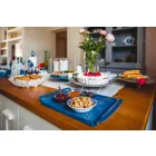 صينية تقديم مع زهور باللون الأبيض أو الأزرق أو الحديد الطيني - ماركن Viadurini