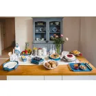 صينية تقديم مع زهور باللون الأبيض أو الأزرق أو الحديد الطيني - ماركن Viadurini