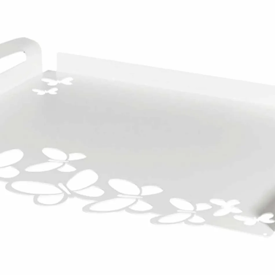 صينية تقديم بتصميم حديدي باللون الأبيض أو البيج أو العاجي، صنع في إيطاليا - لايدن Viadurini