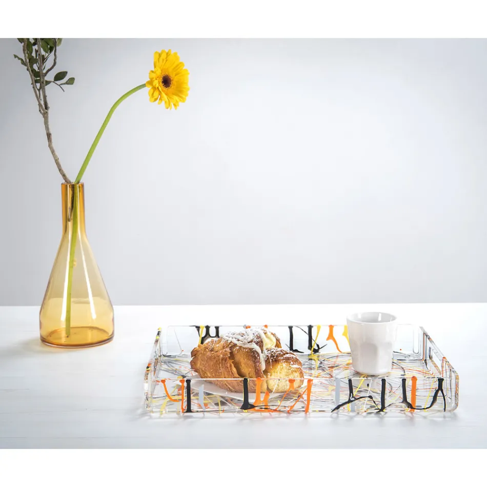 صينية متعددة الألوان من زجاج شبكي بمقاسين، صنعت في إيطاليا - متعددة الألوان Viadurini