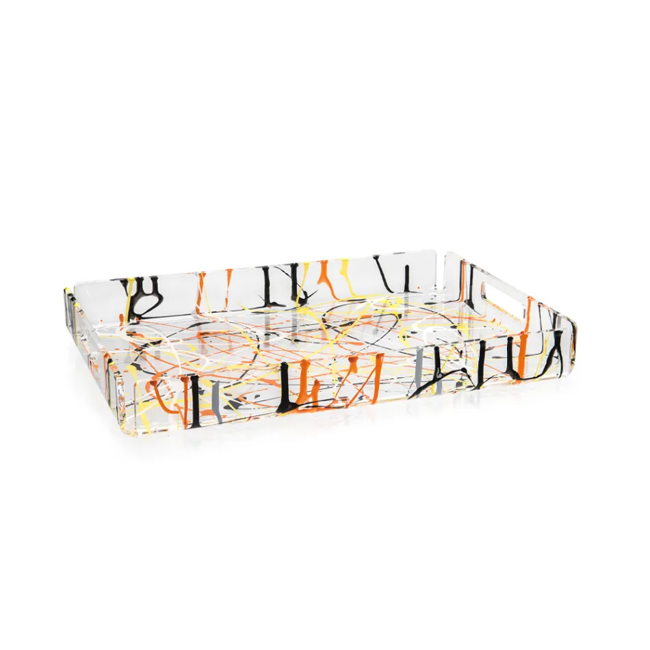 صينية متعددة الألوان من زجاج شبكي بمقاسين، صنعت في إيطاليا - متعددة الألوان Viadurini