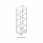 خزانة عرض جدارية من الزجاج والخشب الأبيض، مع عجلات وأرفف مضيئة - أرميلا Viadurini