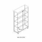 خزانة عرض جدارية من الزجاج والخشب الأبيض، مع عجلات وأرفف مضيئة - أرميلا Viadurini