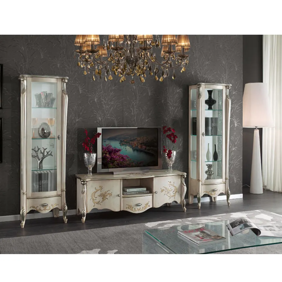 خزانة عرض كلاسيكية بباب من خشب الجوز أو الأبيض، صنع في إيطاليا - كاليجولا Viadurini