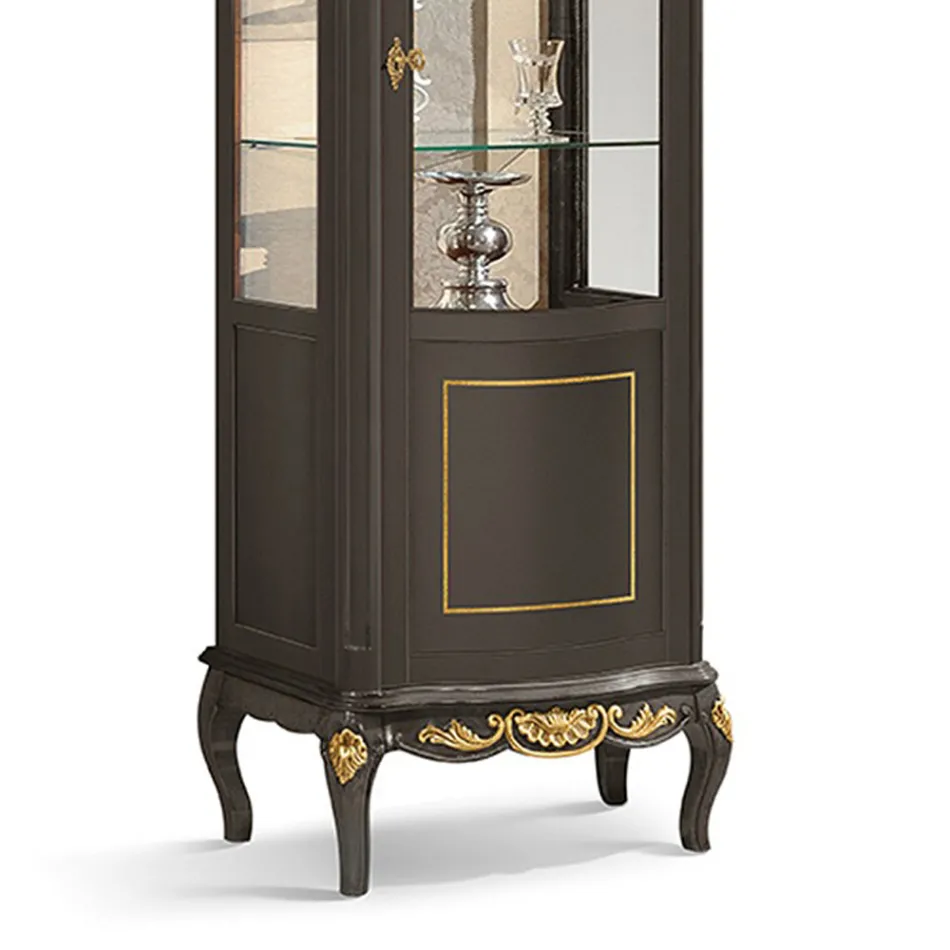 خزانة عرض كلاسيكية مصنوعة من خشب الجوز الأبيض أو خشب الموكا، صنع في إيطاليا - شانتيلي Viadurini