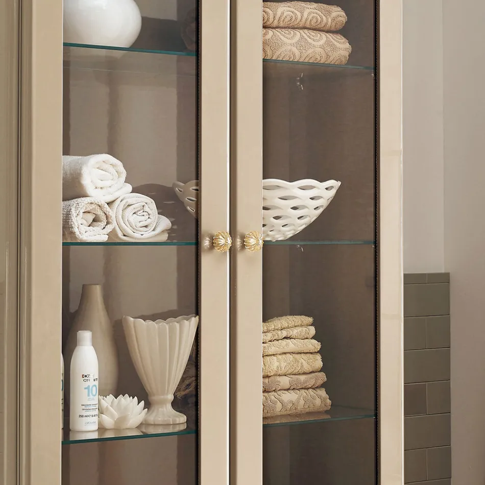 خزانة عرض كاملة مع بابين وثلاثة أرفف زجاجية مصنوعة في إيطاليا - كاندي Viadurini