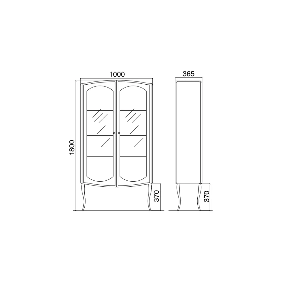خزانة عرض كاملة مع بابين وثلاثة أرفف زجاجية مصنوعة في إيطاليا - كاندي Viadurini