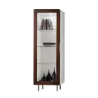 خزانة عرض لغرفة المعيشة مع باب واحد باللون الأبيض وتشطيب كاناليتو صنع في إيطاليا - جيرد Viadurini