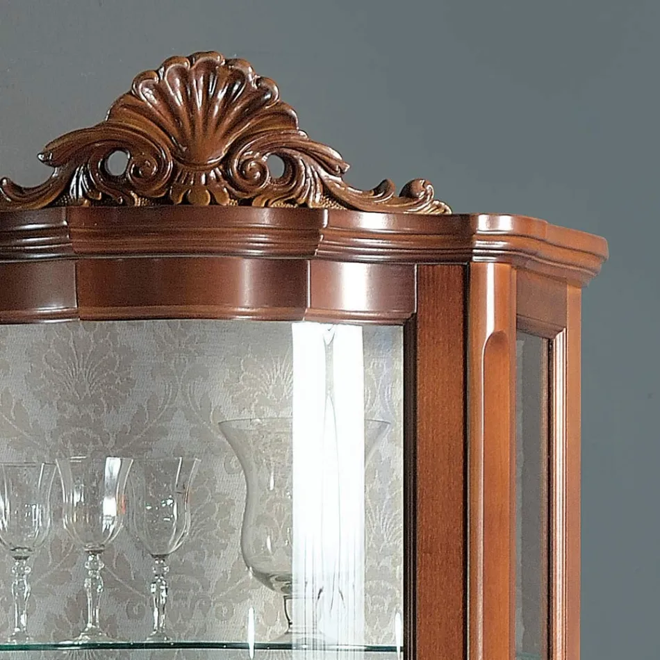 خزانة عرض لغرفة المعيشة، باب واحد ودرجان خشبيان، صنع في إيطاليا - ليونور Viadurini