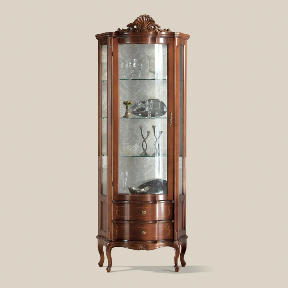 خزانة عرض لغرفة المعيشة، باب واحد ودرجين خشبيين، صنع في إيطاليا - ليونور Viadurini