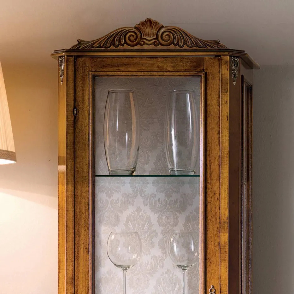 غرفة معيشة كلاسيكية من خشب الجوز بباب واحد، صنع في إيطاليا - رونالد Viadurini