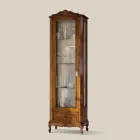 خزانة عرض كلاسيكية لغرفة المعيشة مصنوعة من خشب الجوز بباب واحد، صنع في إيطاليا - رونالد Viadurini