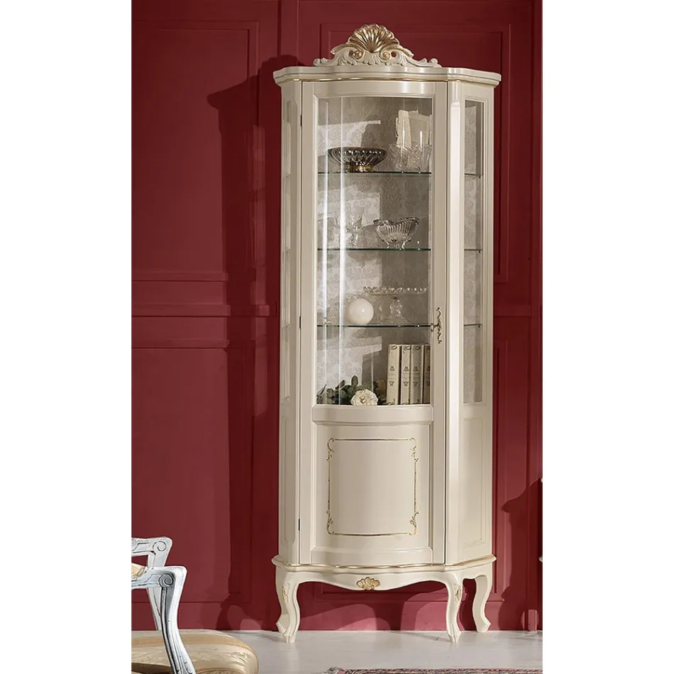 خزانة عرض خشبية لغرفة المعيشة مع باب فاخر، صنع في إيطاليا - ليونور Viadurini