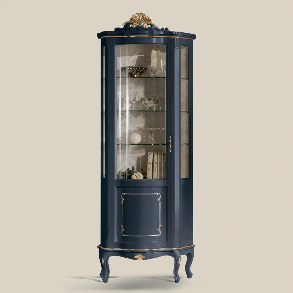 خزانة عرض خشبية لغرفة المعيشة مع باب فاخر، صنع في إيطاليا - ليونور Viadurini