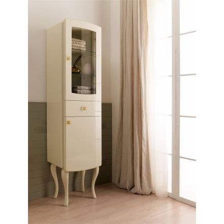 خزانة عرض أحادية اللون مع أرفف زجاجية داخلية، صنع في إيطاليا - كاندي Viadurini