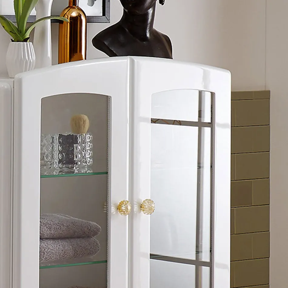 خزانة حمام بلون واحد مع بابين ورفوف زجاجية - كاندي Viadurini