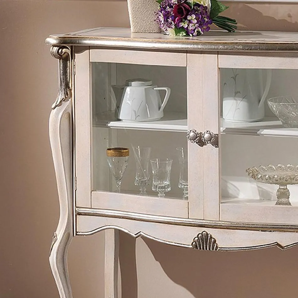 خزانة عرض غرفة المعيشة ذات بابين من خشب الجوز أو الخشب الأبيض، صنع في إيطاليا - لندن Viadurini