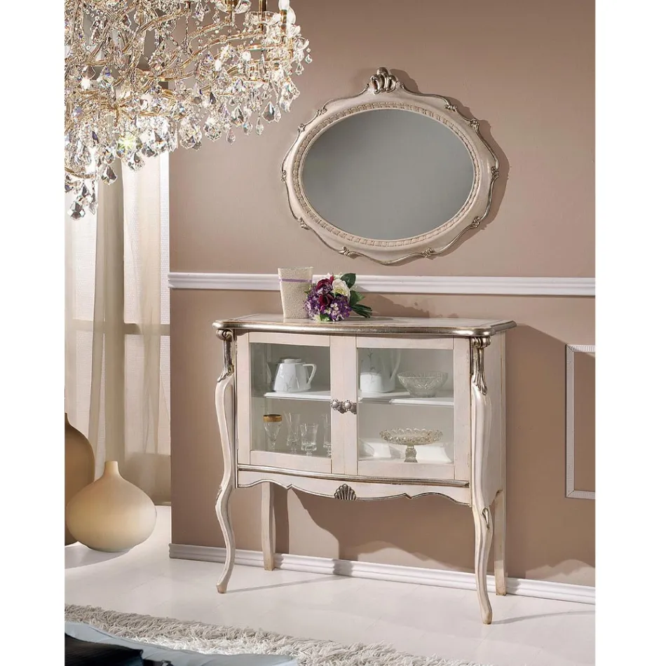 خزانة عرض غرفة المعيشة ذات بابين من خشب الجوز أو الخشب الأبيض، صنع في إيطاليا - لندن Viadurini