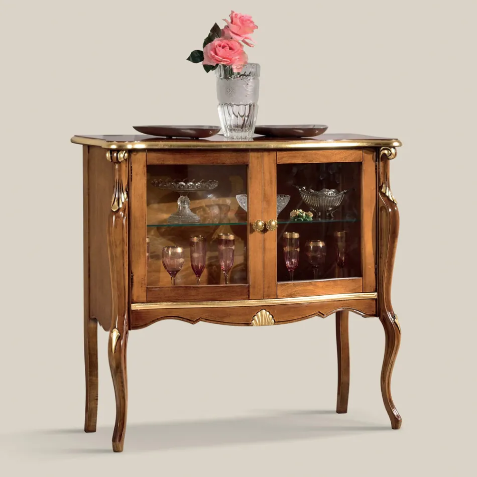 خزانة عرض غرفة المعيشة ذات بابين من خشب الجوز أو الخشب الأبيض، صنع في إيطاليا - لندن Viadurini