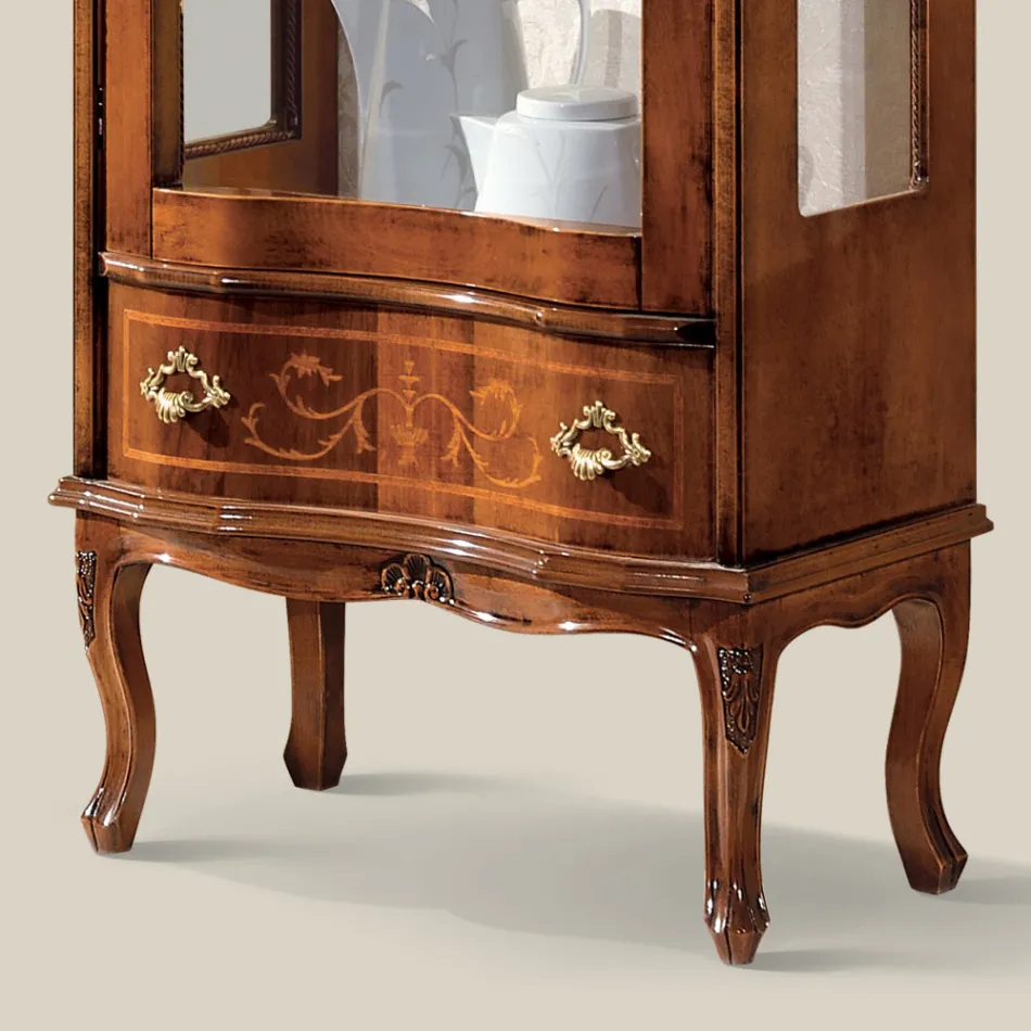 غرفة معيشة كلاسيكية من خشب الجوز مع باب صنع في إيطاليا - فيرساي Viadurini