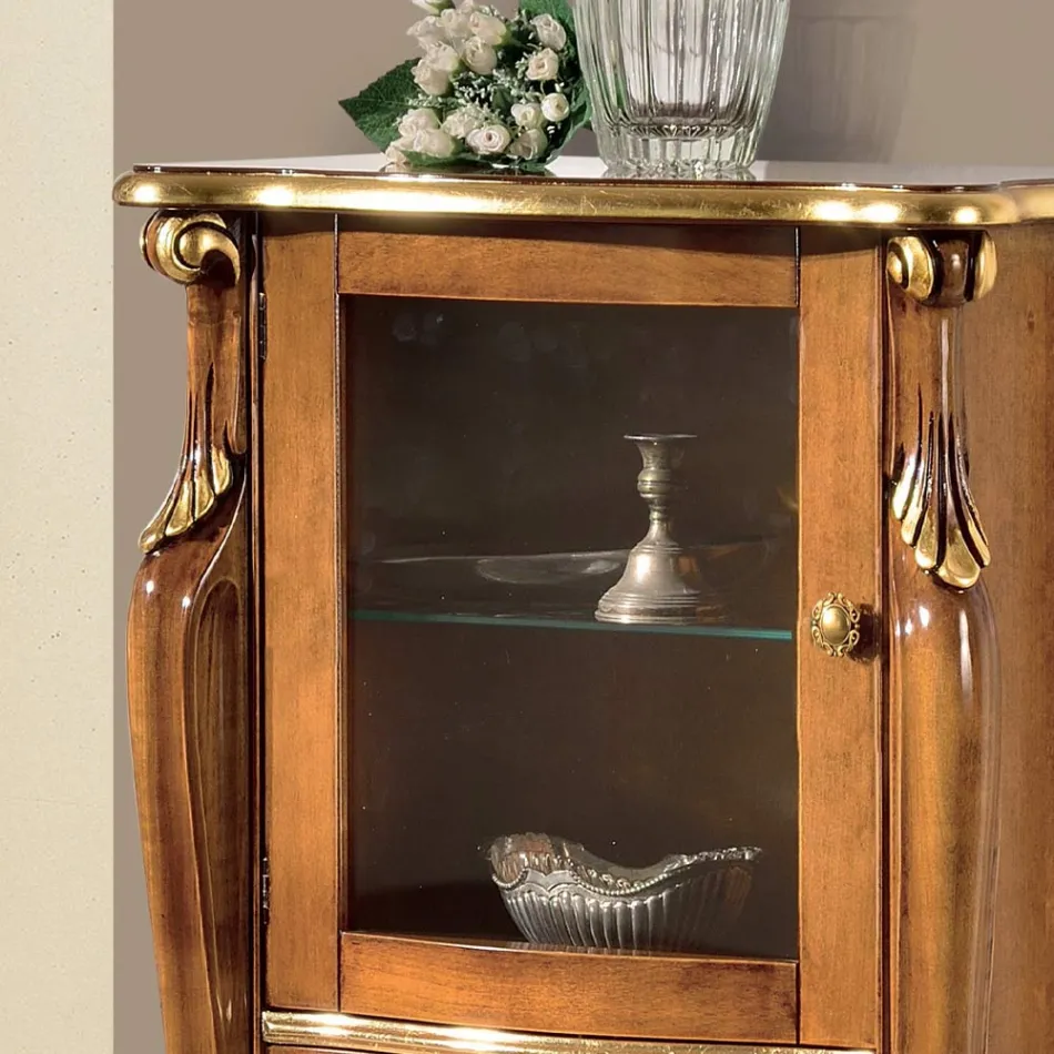 خزانة عرض لغرفة المعيشة مع باب زجاجي واحد و3 أدراج، صنع في إيطاليا - لندن Viadurini