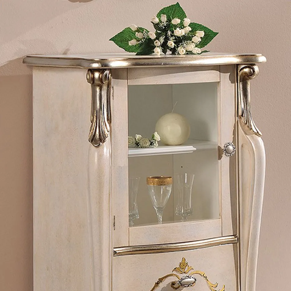 خزانة عرض لغرفة المعيشة مع باب زجاجي واحد و3 أدراج، صنع في إيطاليا - لندن Viadurini