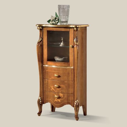 خزانة عرض لغرفة المعيشة مع باب زجاجي واحد و3 أدراج، صنع في إيطاليا - لندن Viadurini