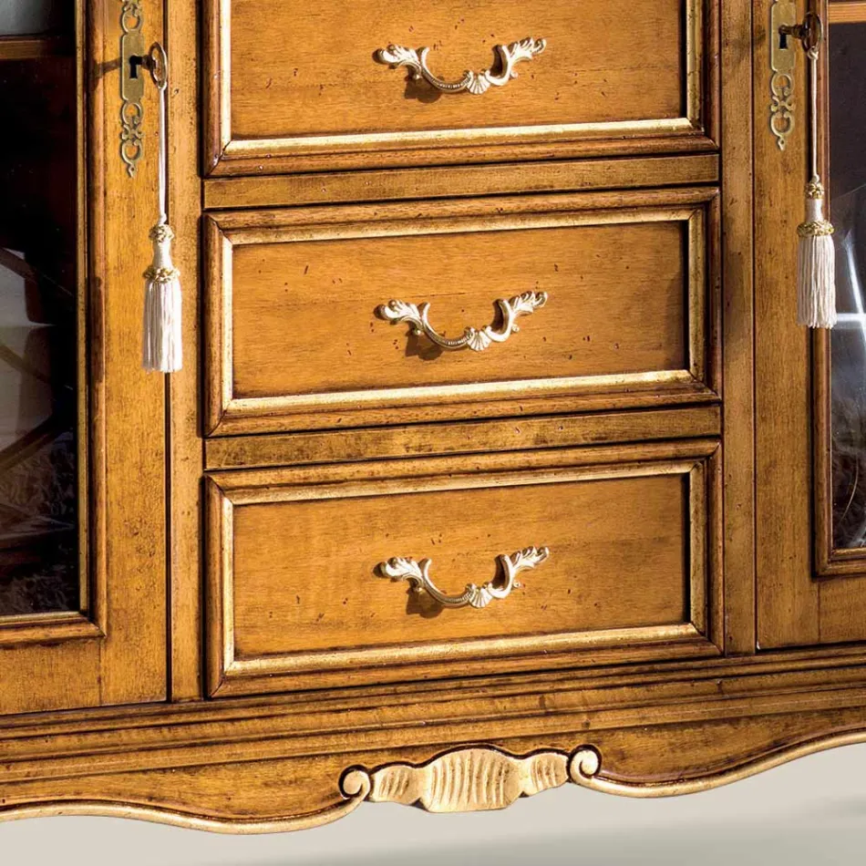 خزانة عرض لغرفة المعيشة مصنوعة من الخشب ببابين وخمسة أدراج، صنع في إيطاليا - ريتشارد Viadurini