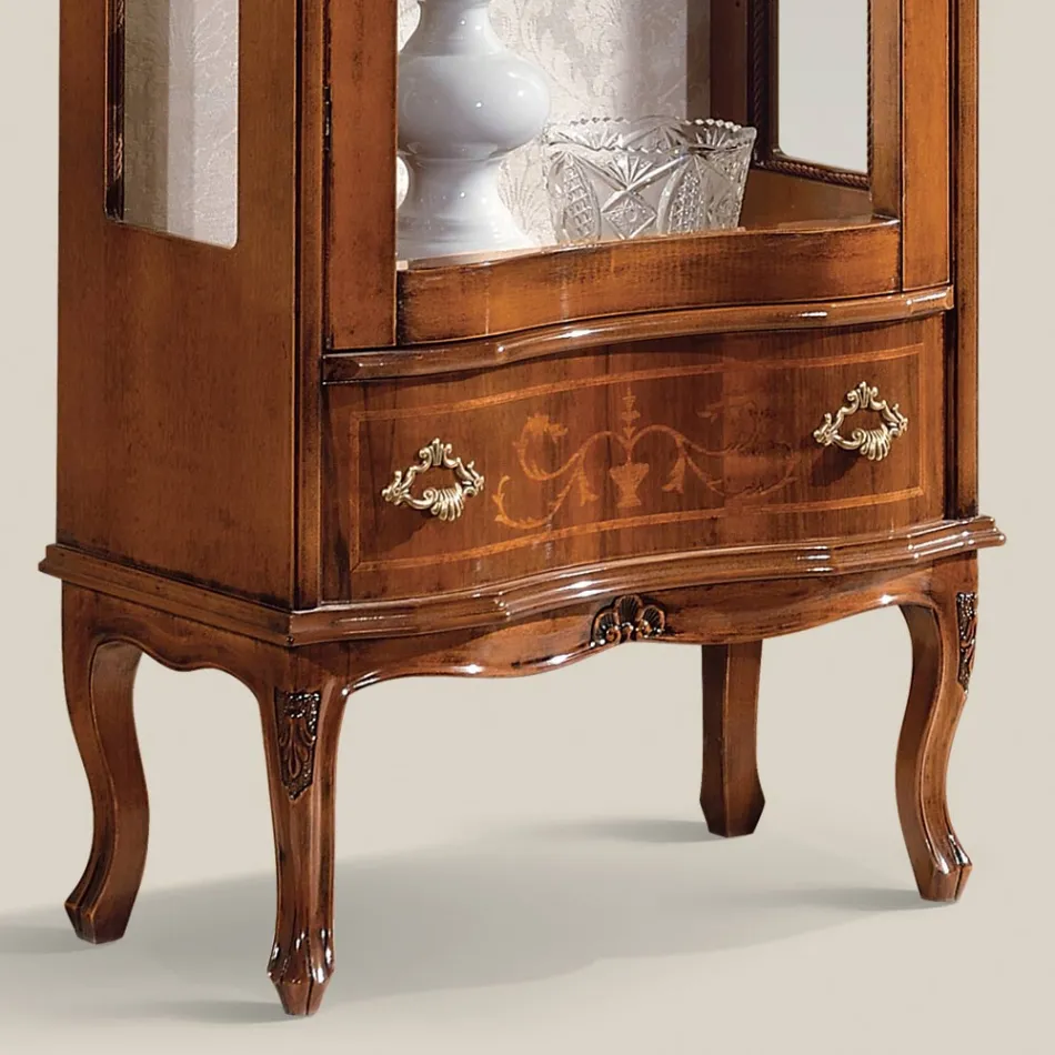 خزانة عرض لغرفة المعيشة مصنوعة من خشب الجوز أو الخشب الأبيض مع باب واحد، صنع في إيطاليا - فيرساي Viadurini